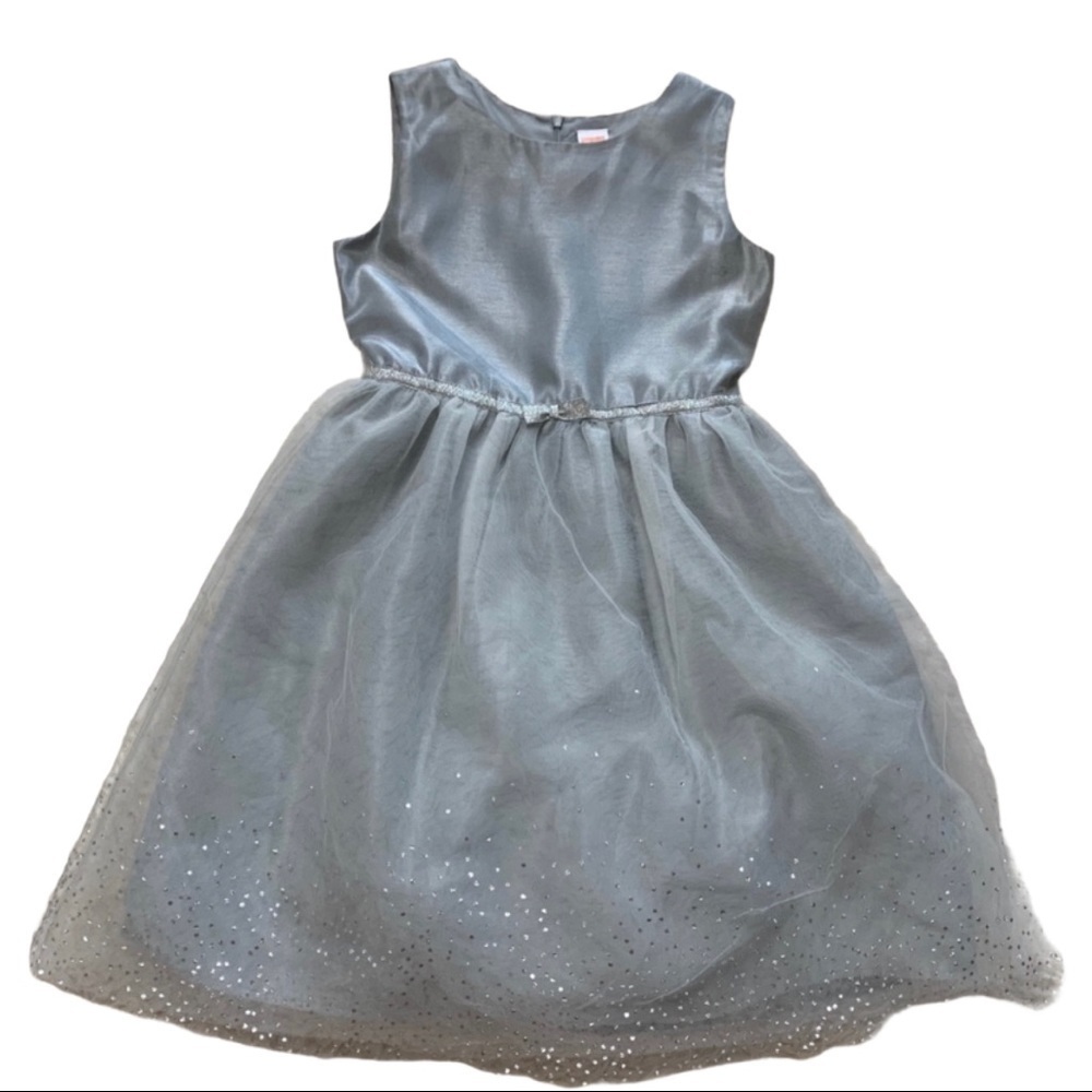 Gymboree Gray Sparkly Taffeta Tulle Formal Dress